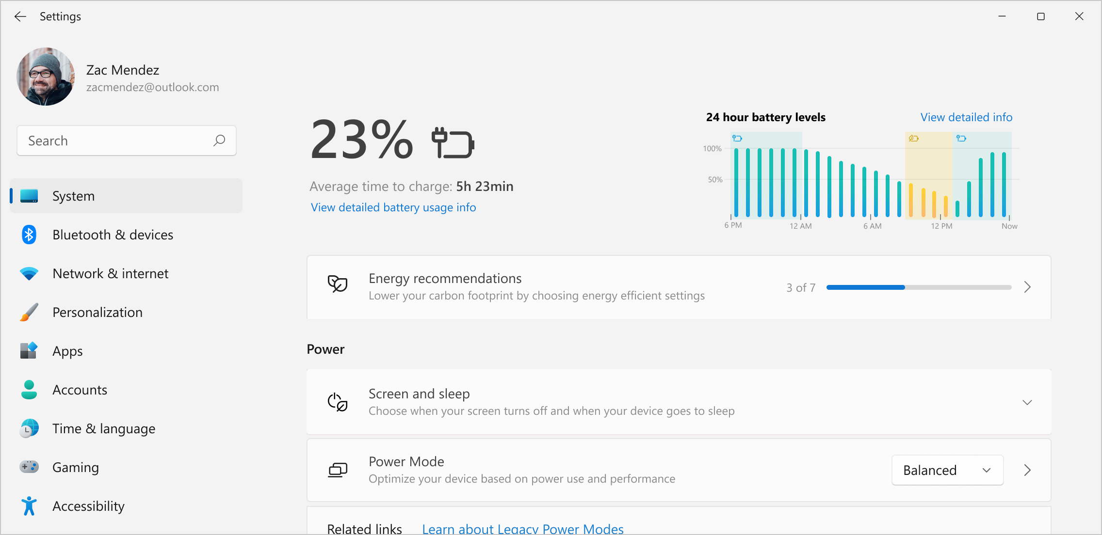 Windows Energy Saver & Power Settings